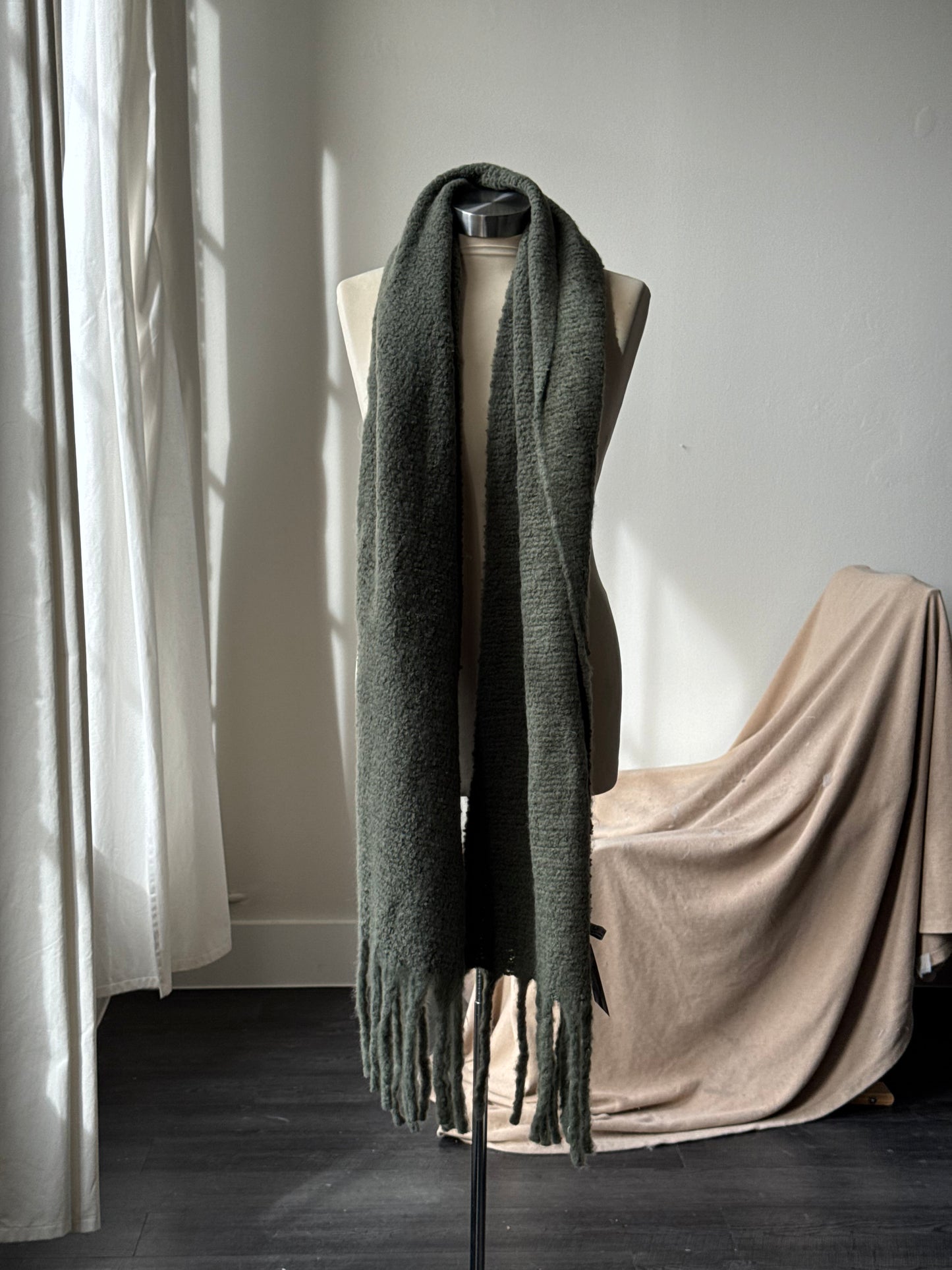 Kylie Ultra Soft Fringe Scarf In Army
