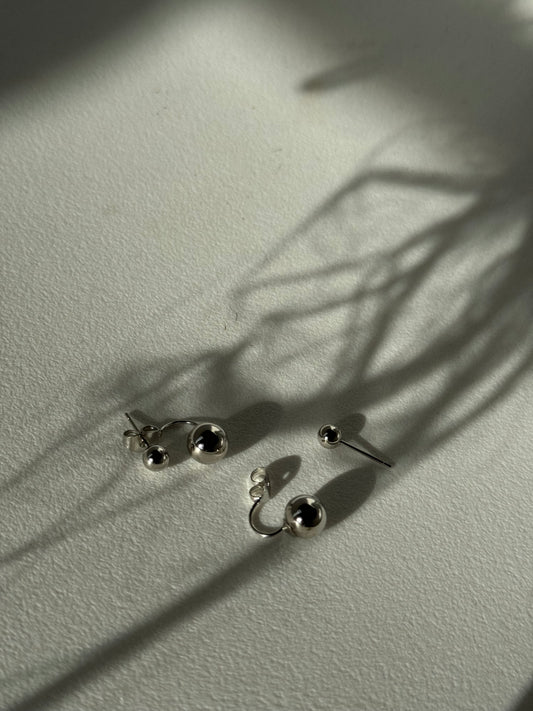 Dolly Double Stud Silver Gold Dipped Earring