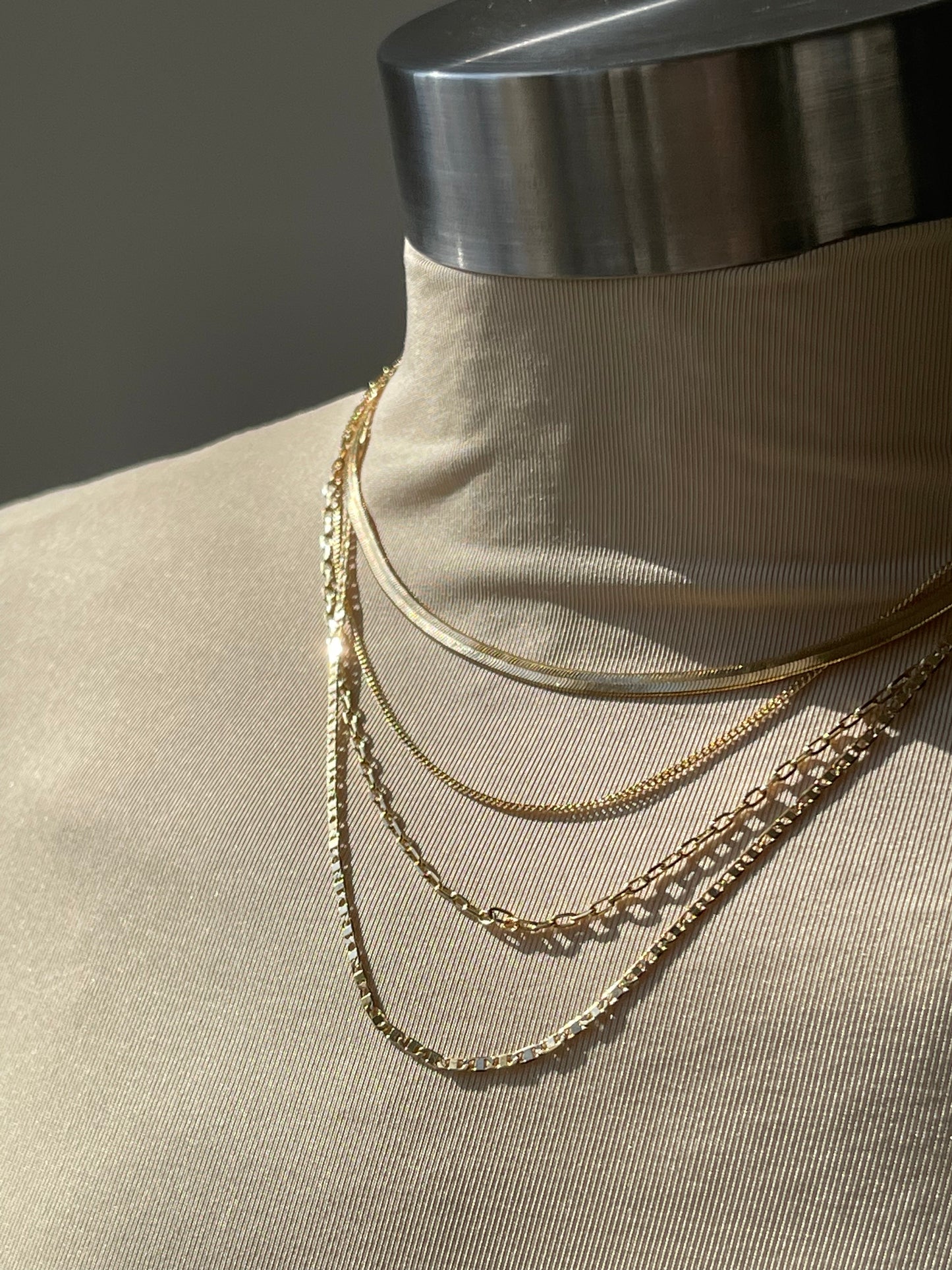 Sawyer Four Layer Snake Chain NecklaceIn Gold