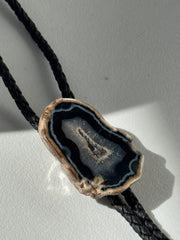 Handmade Agate Bolo Tie In Black Sky