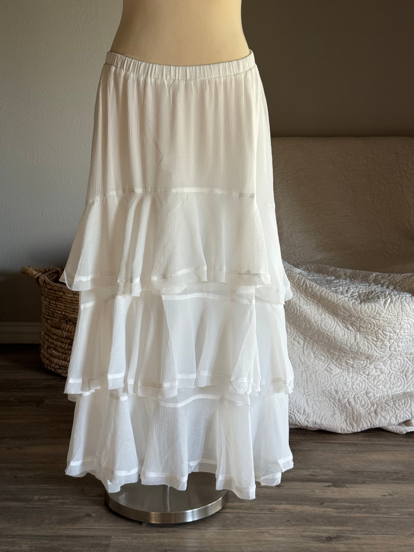 Marlin Ruffled Maxi Skirt In Cloud White