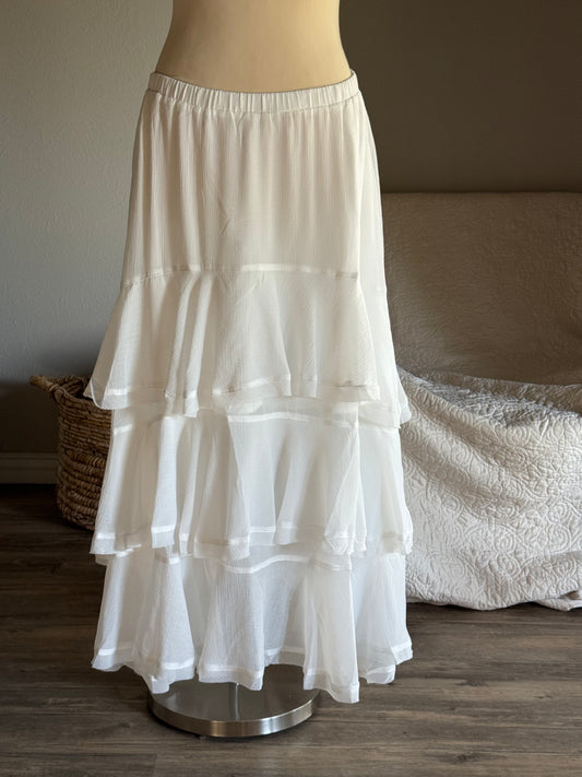 Marlin Ruffled Maxi Skirt In Cloud White