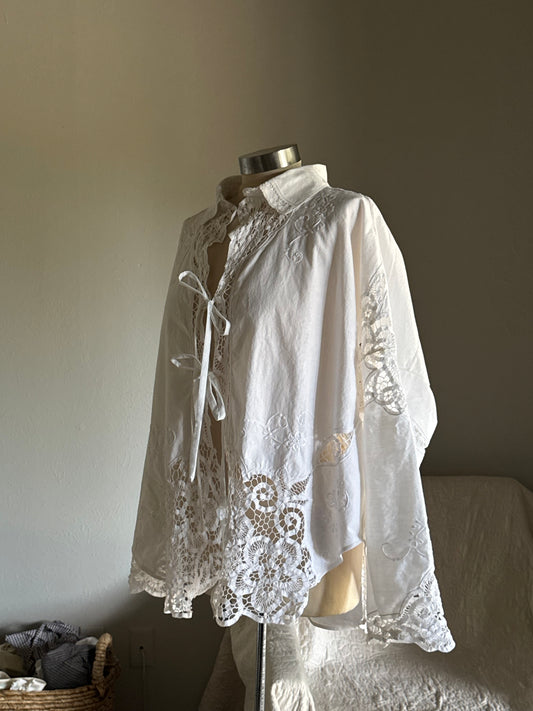 Ladell Handcrafted Vintage Tie Front Shacket