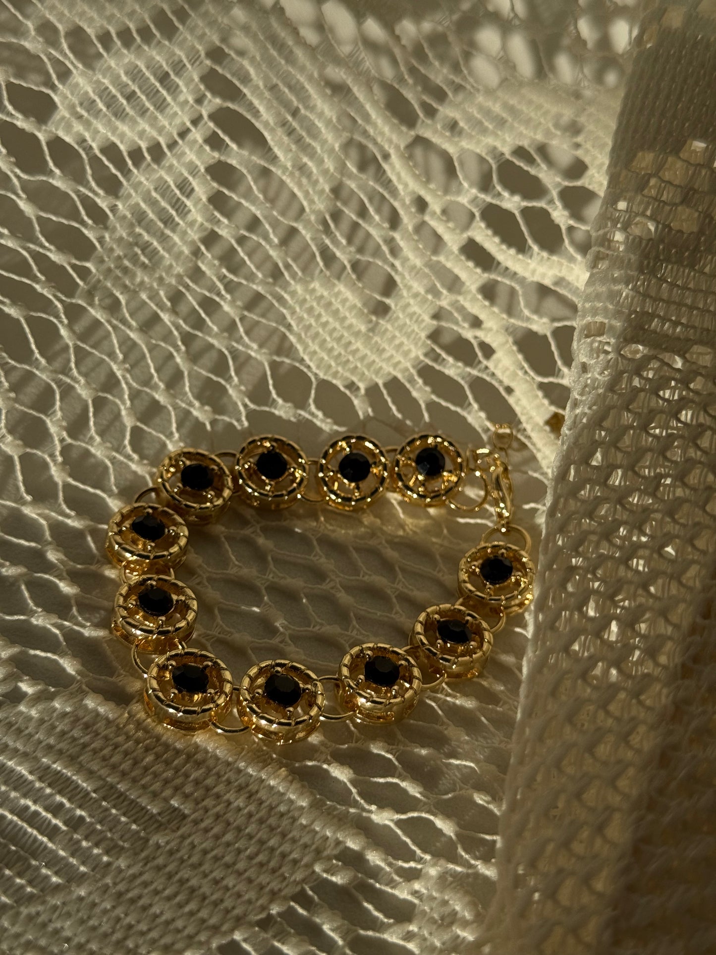 Sophie Classic Ebony Stone Bracelet In Gold