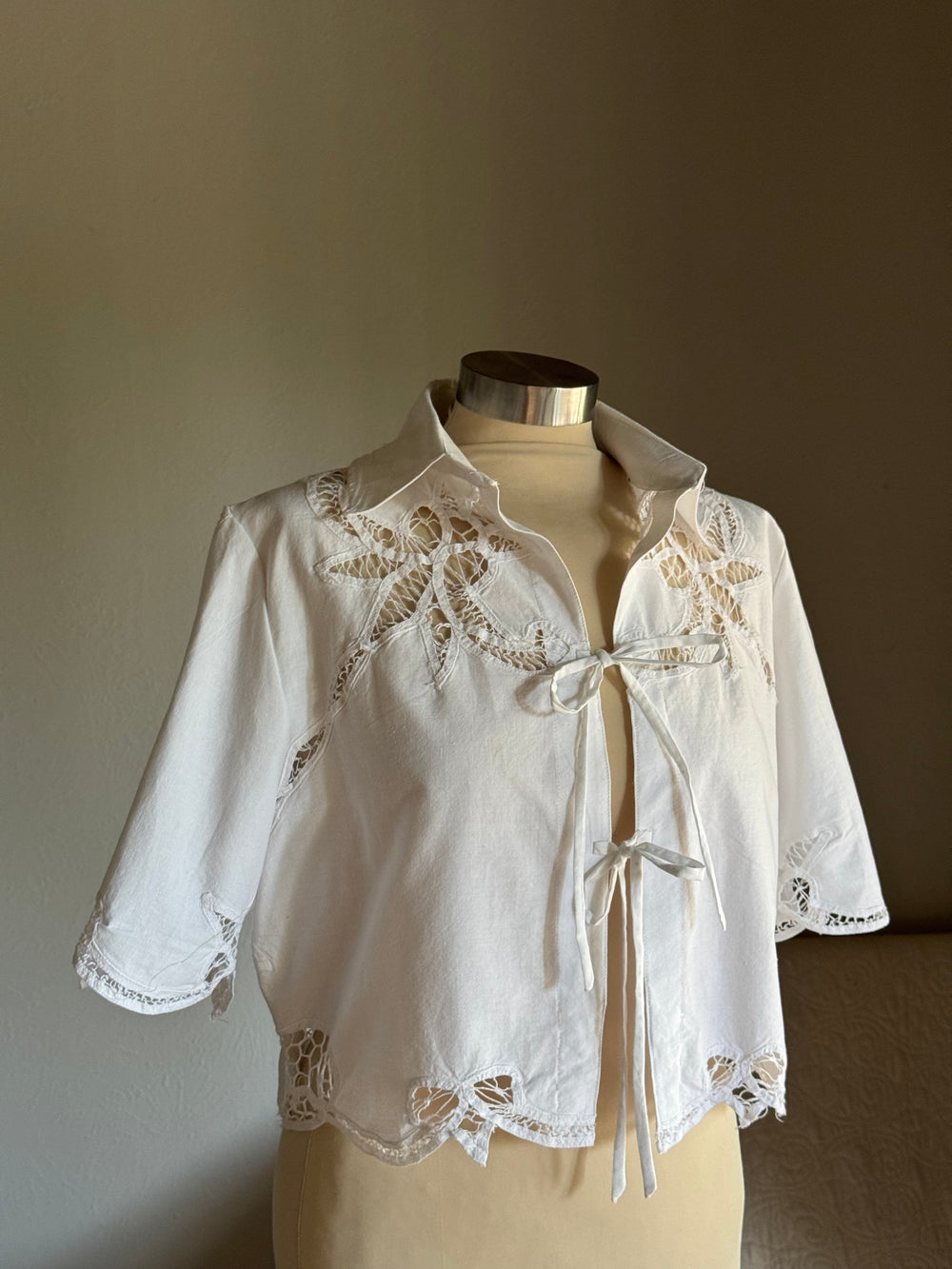 Judy Handcrafted Vintage Crop Tie Top