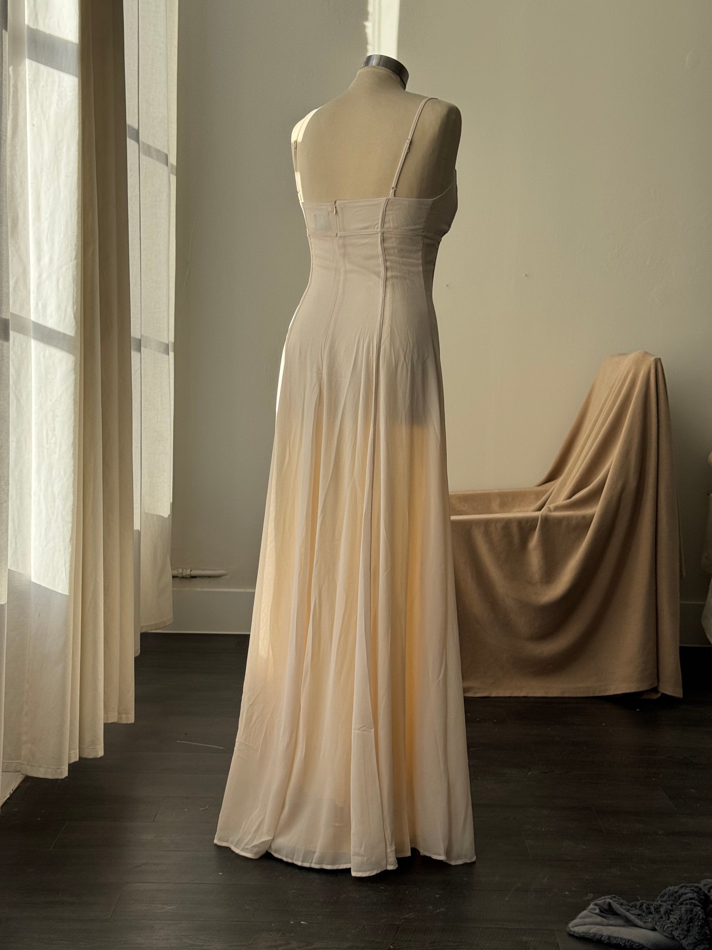 Rachel Full Length Maxi Dress In Champagne