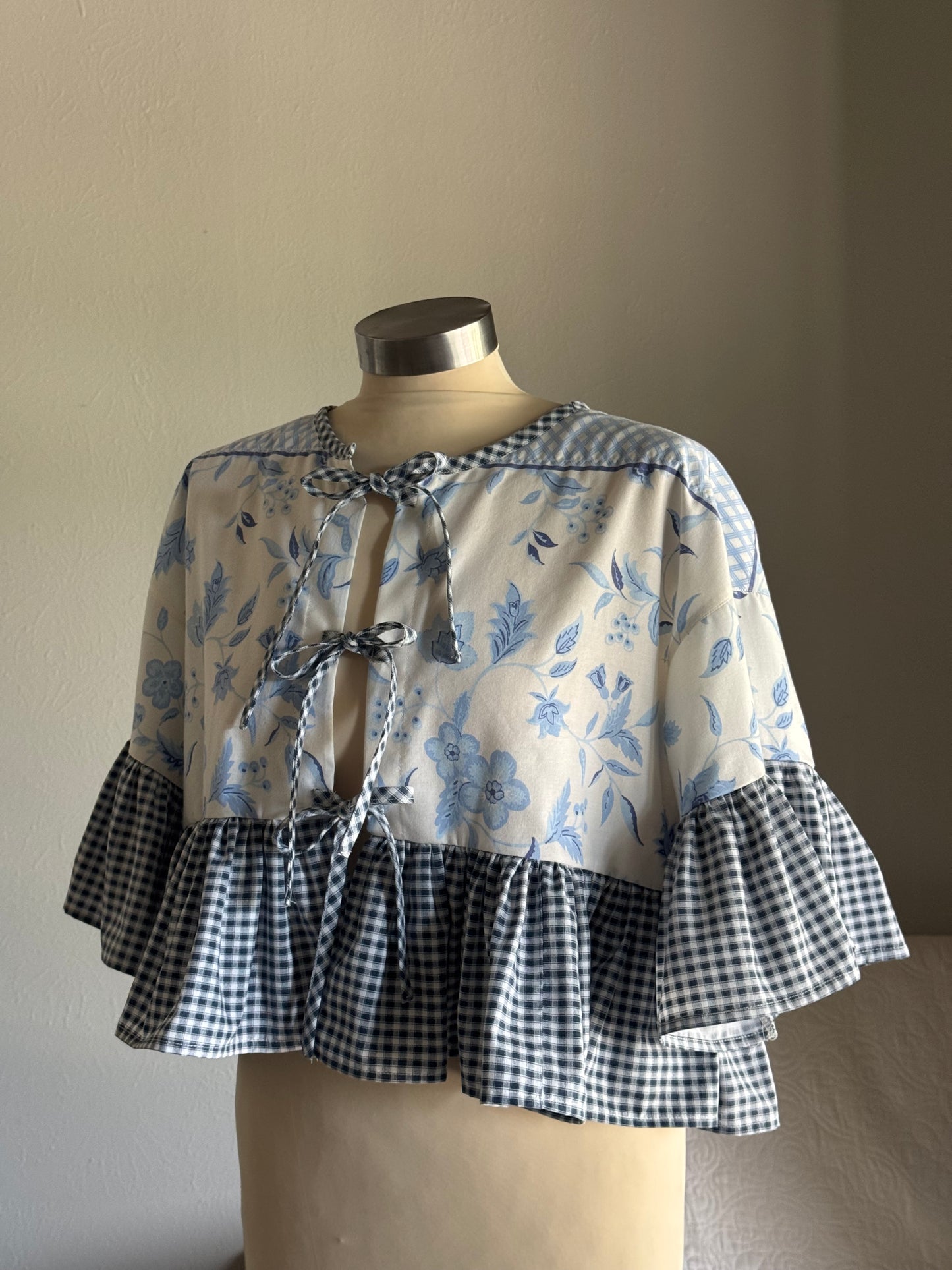 Joycie Vintage Handcrafted Ruffle Top In Midnight Plaid