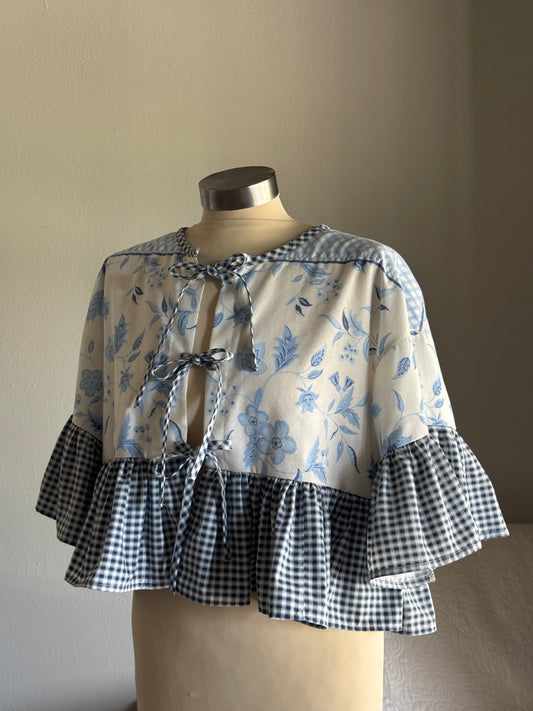 Joycie Vintage Handcrafted Ruffle Top In Midnight Plaid