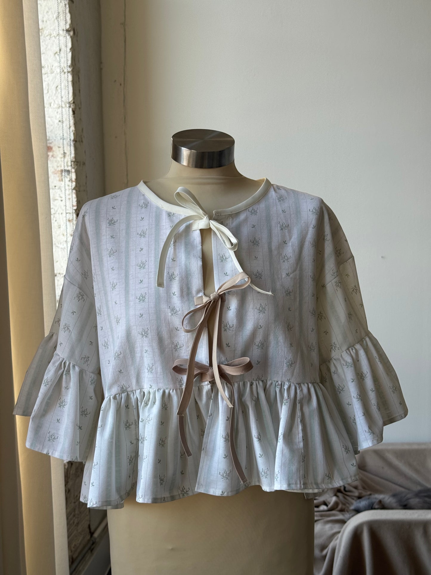 Joycie Handcrafted Vintage Tie Front Top