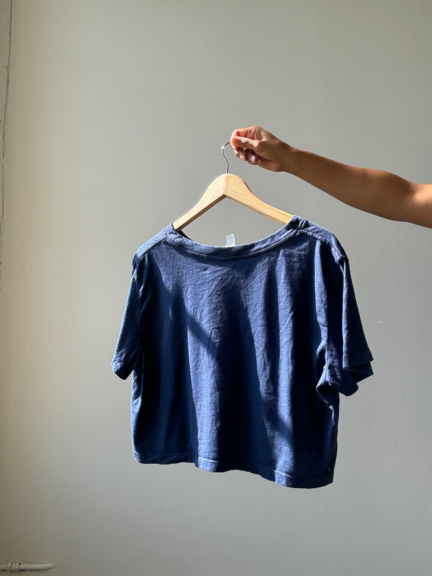 Dylan Classic Cotton Crop Tee In Navy