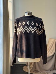 Willie 70s Style Cotton Pullover Sweater In Vintage Black