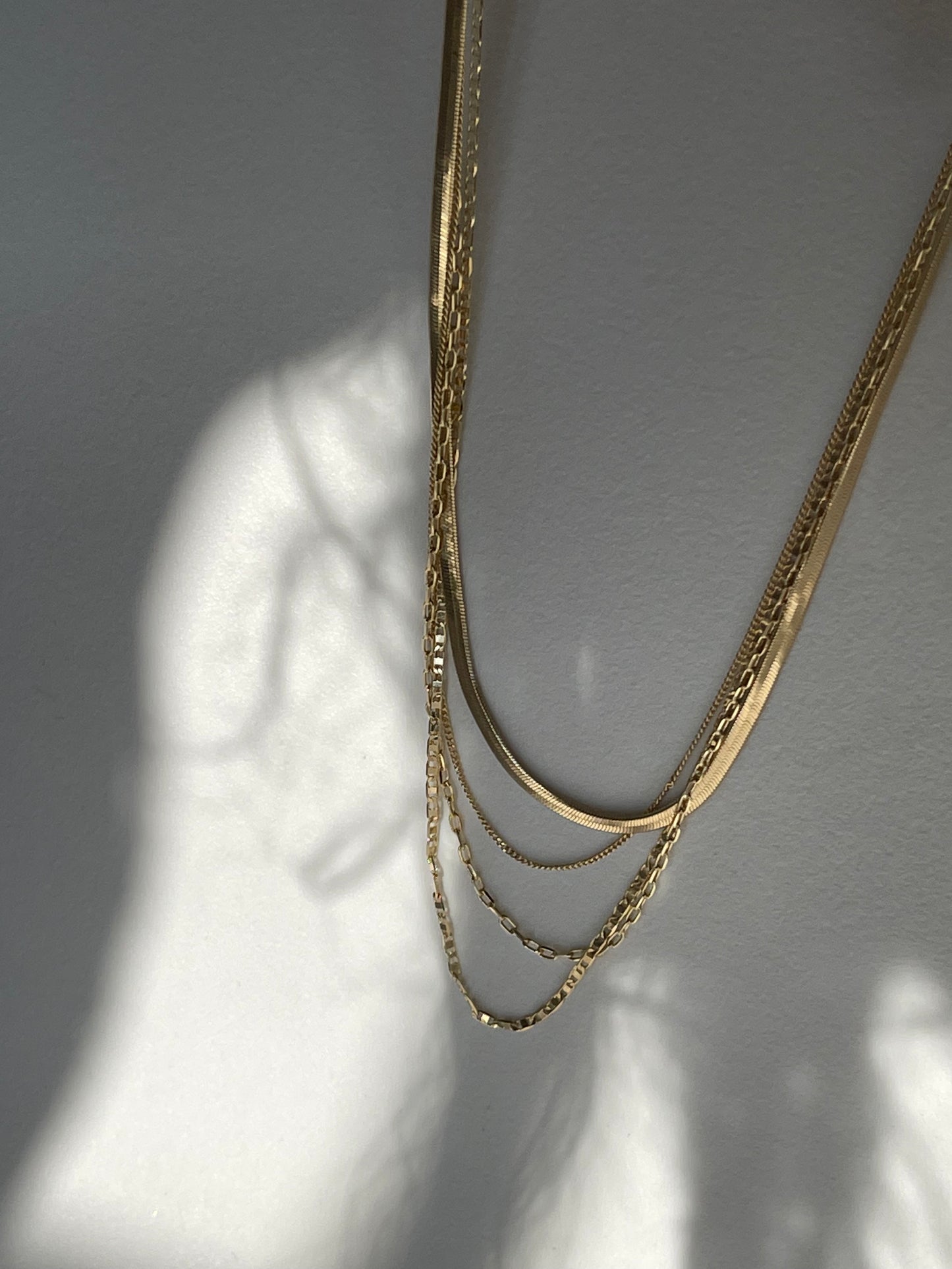 Sawyer Four Layer Snake Chain NecklaceIn Gold