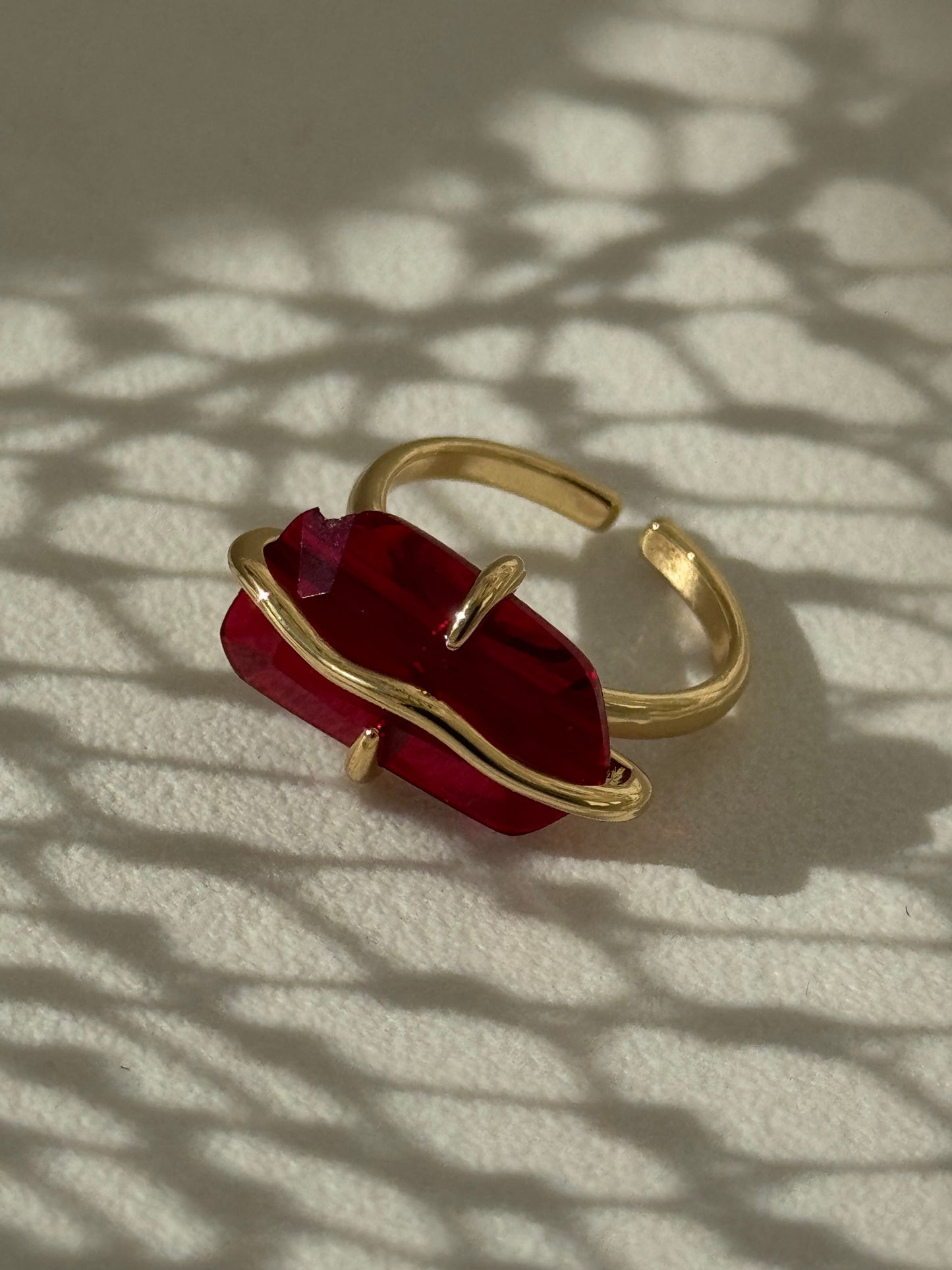 July Gem Statement Ring In Ruby Red
