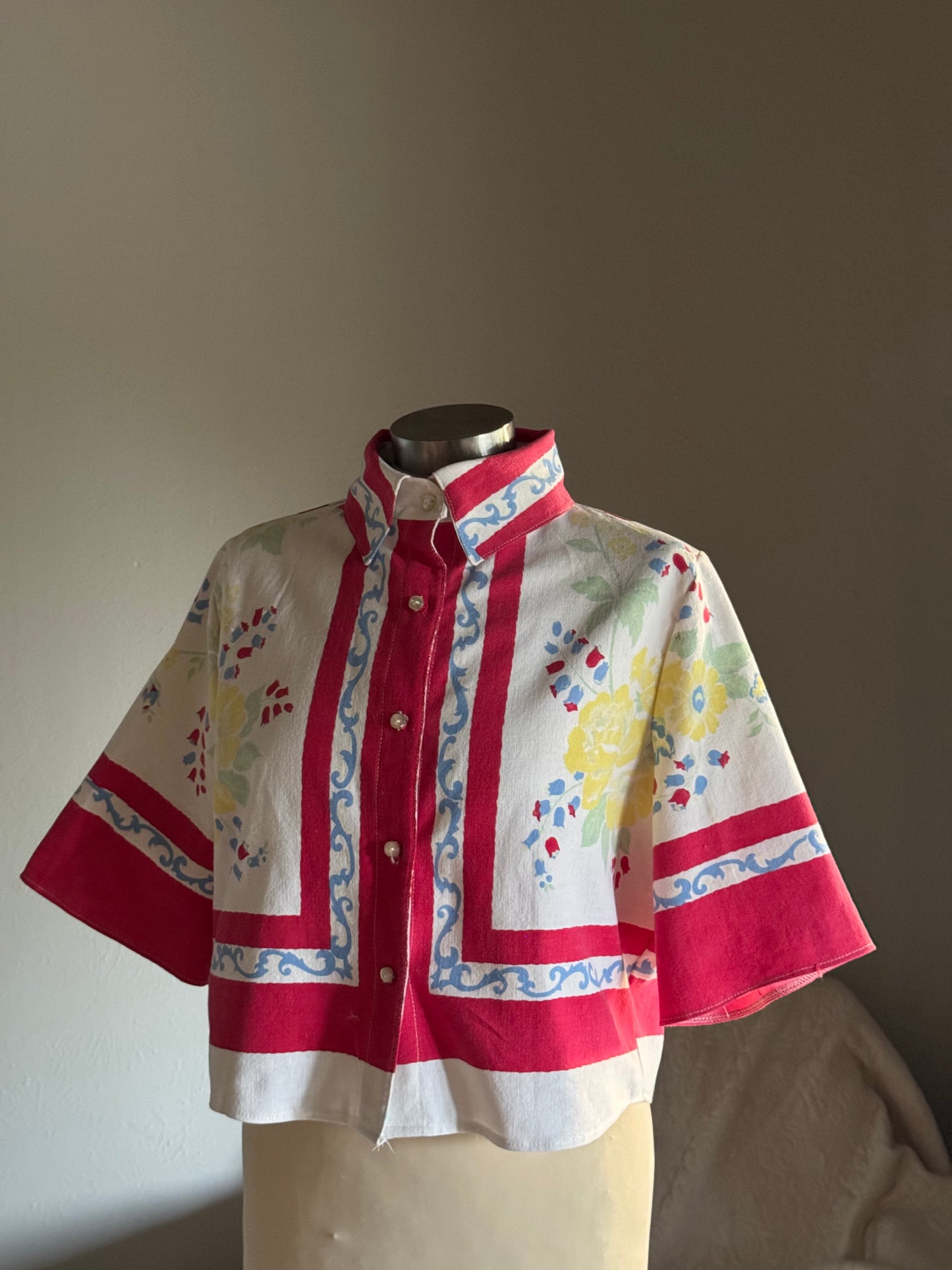 Judy Handcrafted Vintage Cropped Button Down