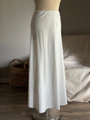Kara Linen Striped Skirt In White