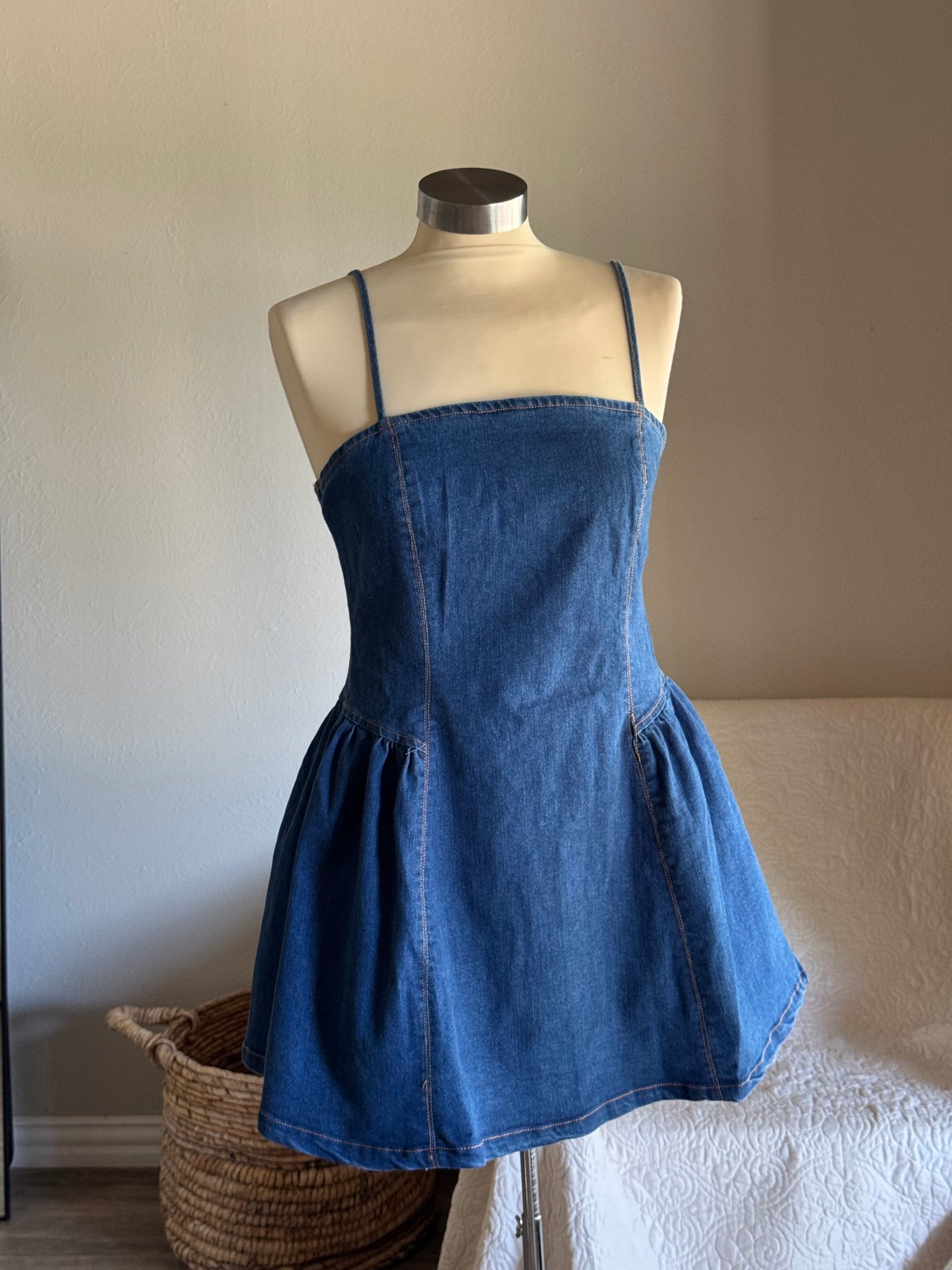 Savanna Classic Cotton Denim Dress In Deep Indigo