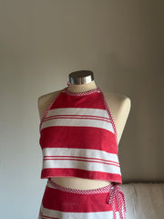 Brenda Handcrafted Vintage Towel Cropped Halter Top