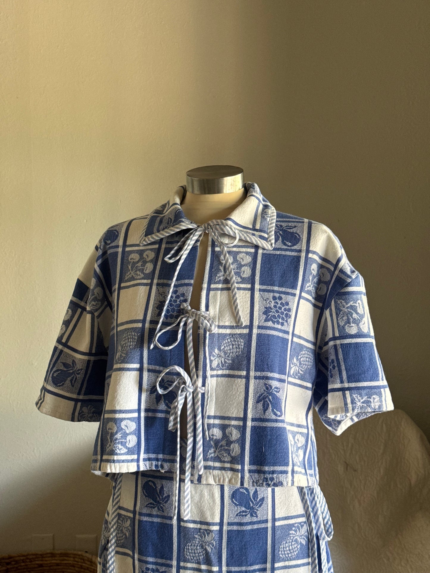 Judy Handcrafted Vintage Tie Front Top