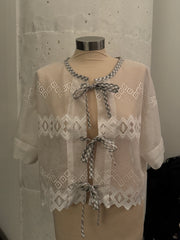 Sherie Handcrafted Vintage Lace Tie Top In White