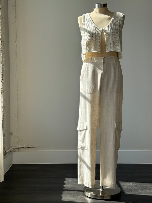 Dale Cotton & Linen Cargo Pants In Natural