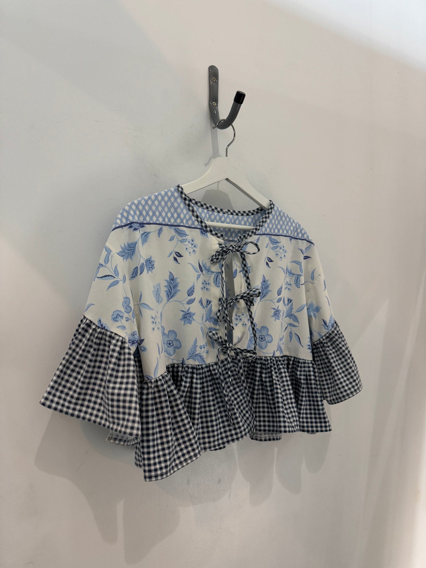 Joycie Vintage Handcrafted Ruffle Top In Midnight Plaid