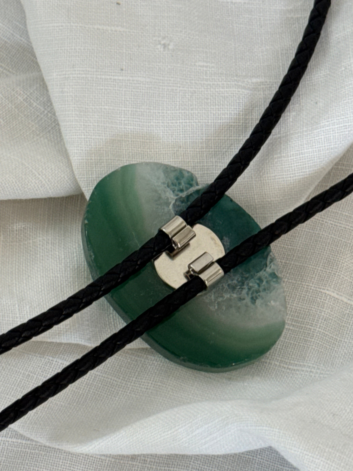 Handcrafted Agate Bolo Tie In Sea Melon