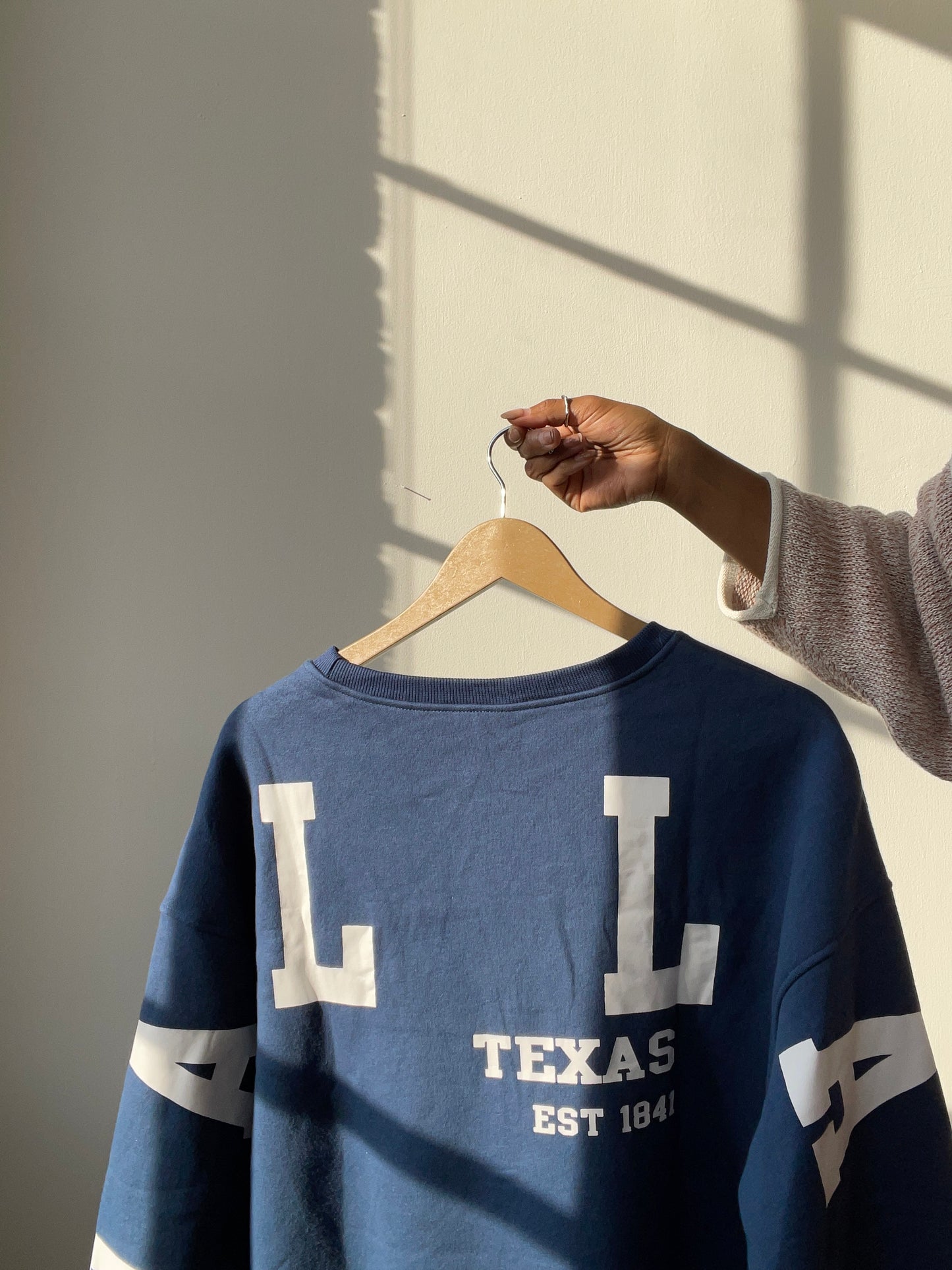 Dallas Texas Cotton Sweatshirt Pullover In Vintage Navy