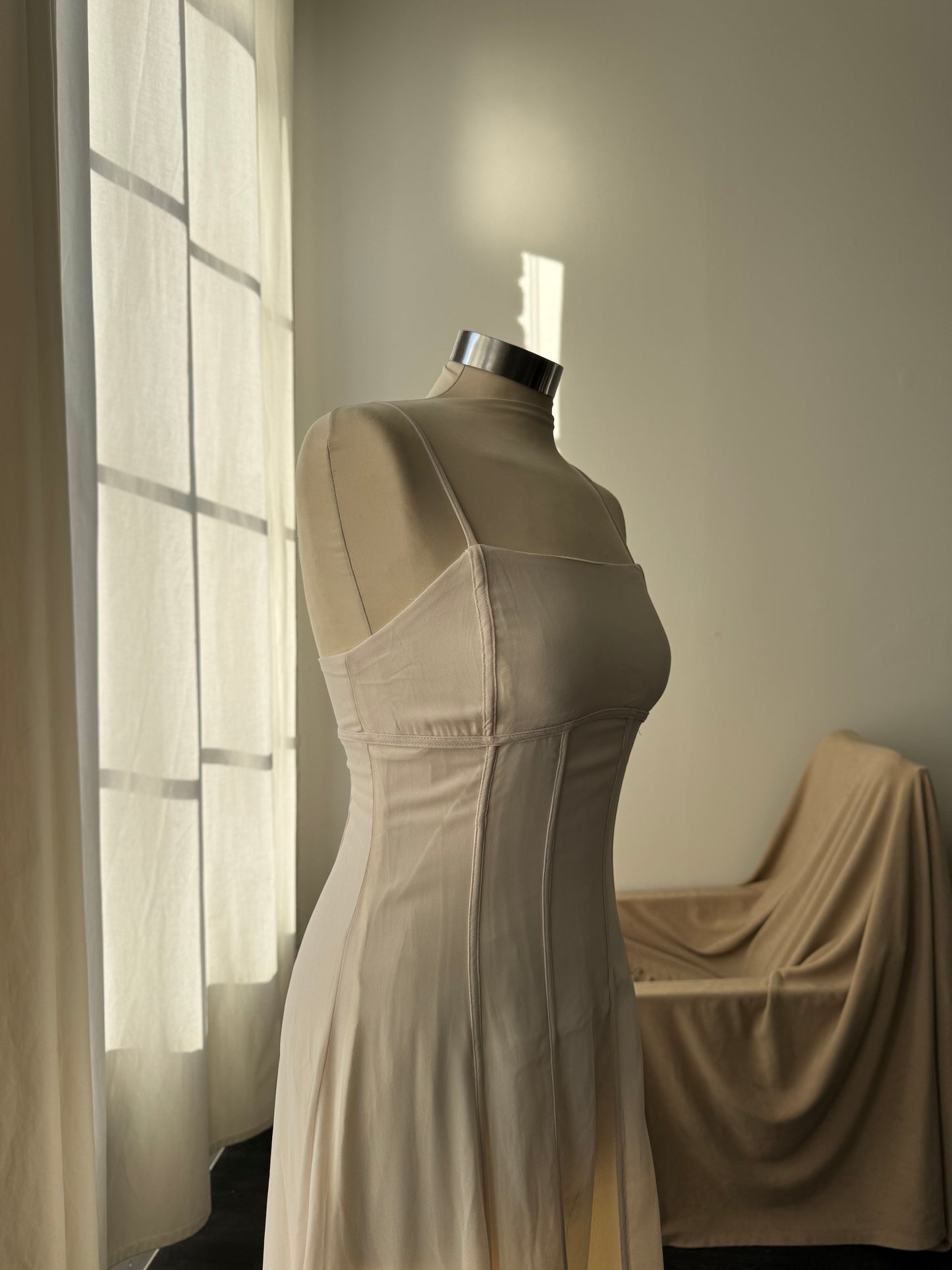 Rachel Full Length Maxi Dress In Champagne