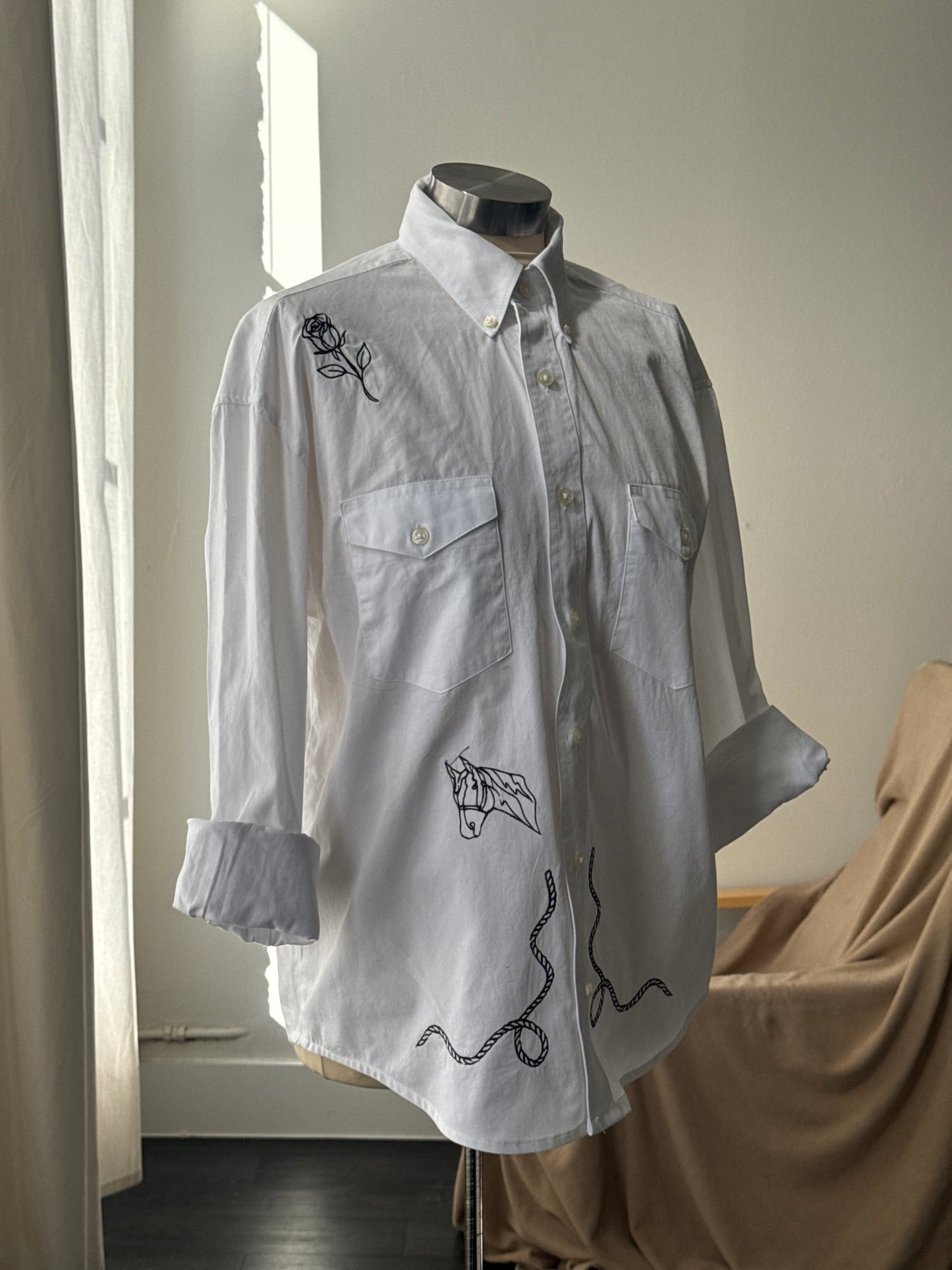 Jaxson Handcrafted Embroidered Button Down In Western Cut