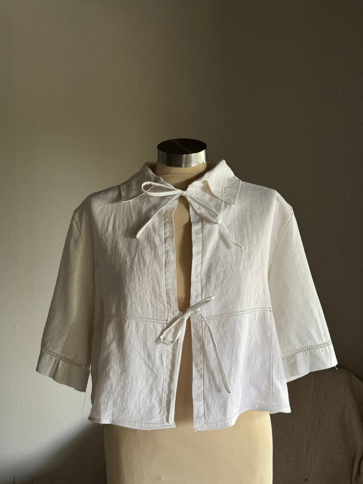 Judy Handcrafted Vintage Linen Tie Top
