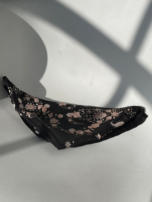 Coraline Ultra Soft Floral Bandana In Vintage Black