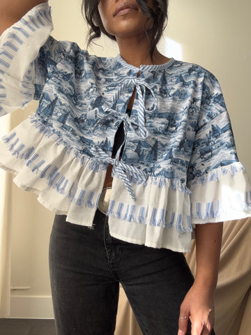 Myrtle Cotton Handmade Ruffle Top In Old South