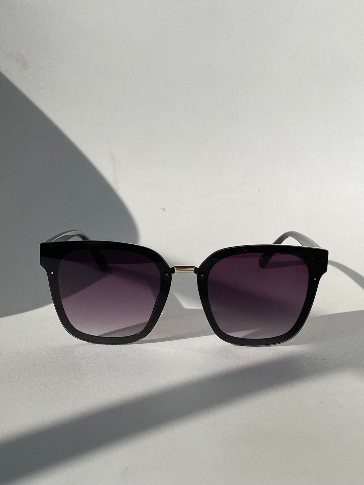 Connor ￼Gold Rim Silver Double Stud Sunglasses In Black Plum