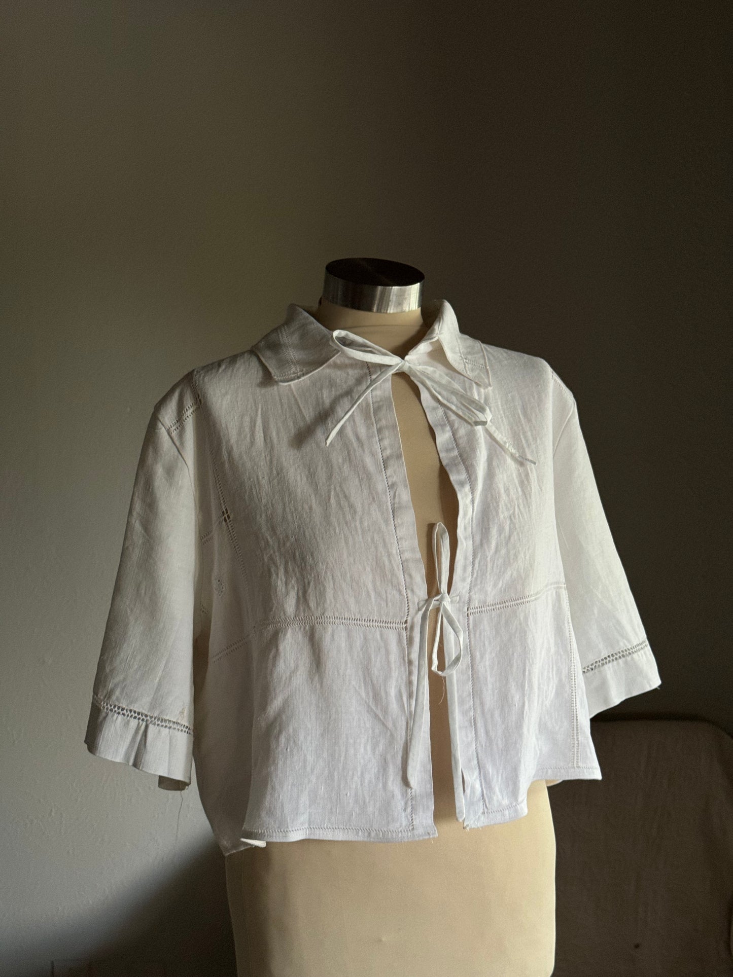 Judy Handcrafted Vintage Linen Tie Top