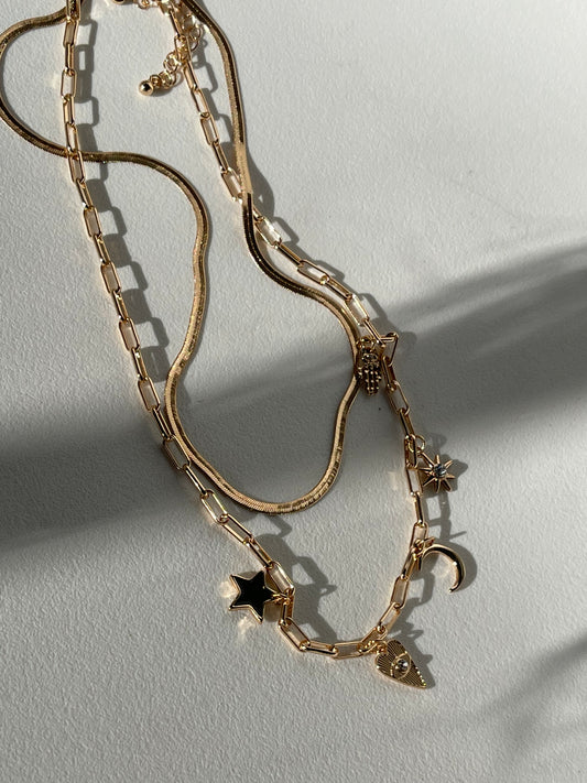 Austin ￼Snake & Charm Layered Necklace In Gold