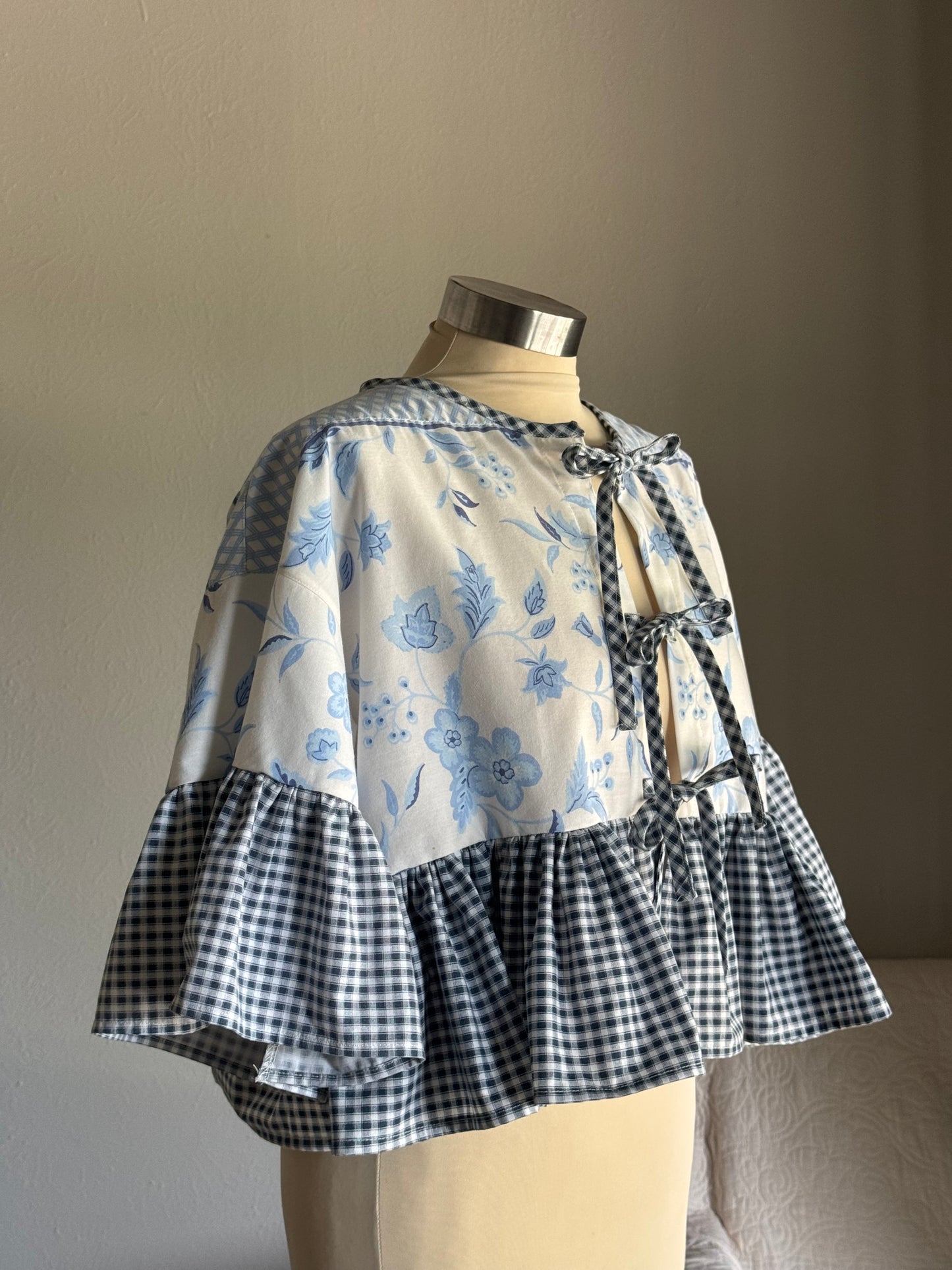 Joycie Vintage Handcrafted Ruffle Top In Midnight Plaid