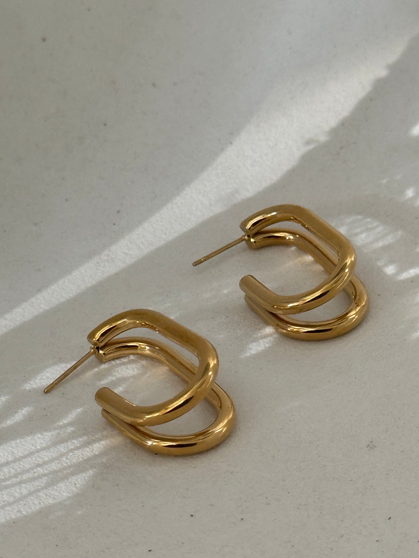 Sylvia 18k Stainless Steel Waterproof Classic Double Hoop Earring In Gold