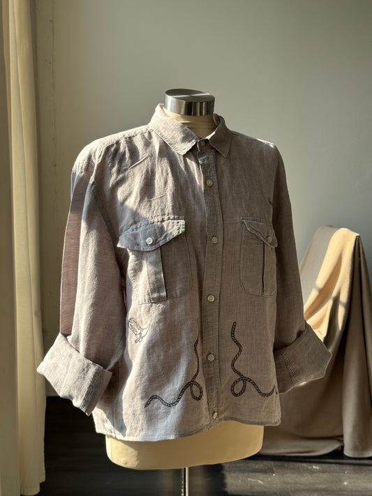 Judy Handcrafted Sad Songs Utility Shirt In Smoke