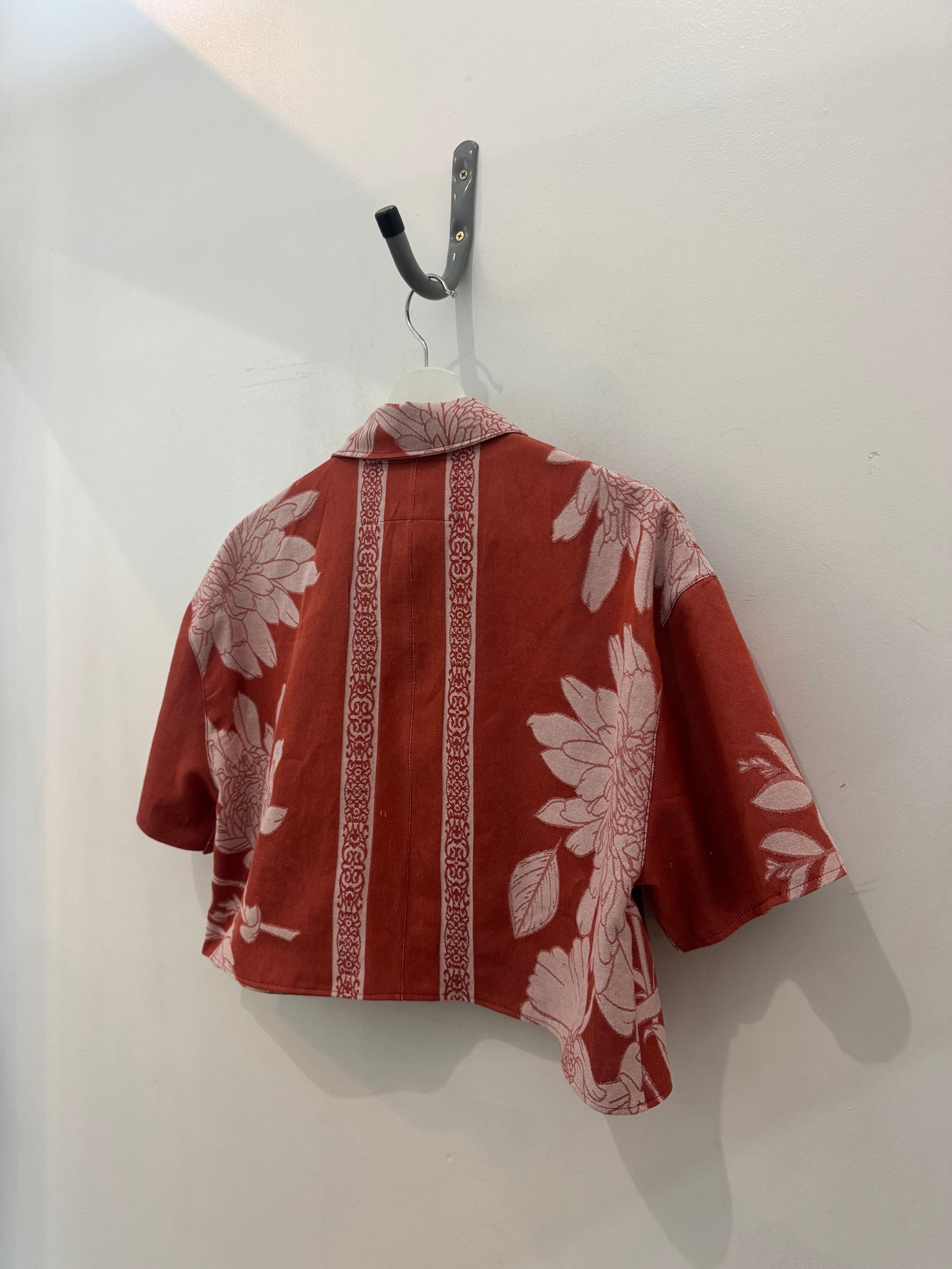 Judy Handcrafted Vintage Cropped Button Down In Cinnamon￼