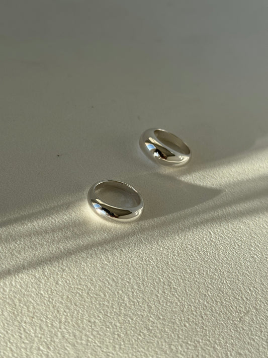 Paula Double Dome Ring Set In Silver