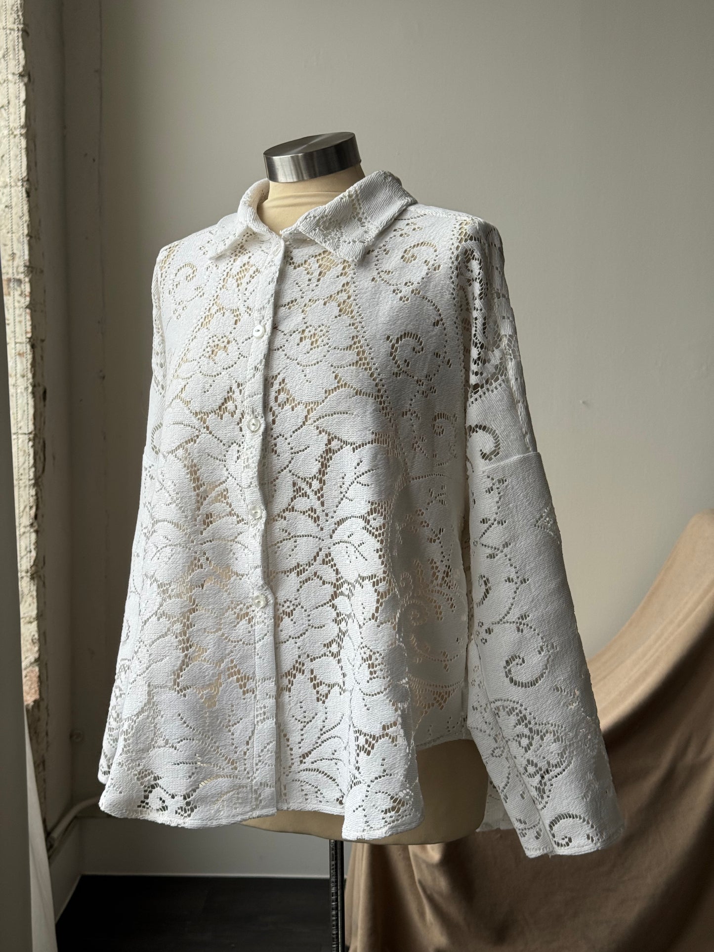 Ladell Handcrafted Vintage Shacket In Milk