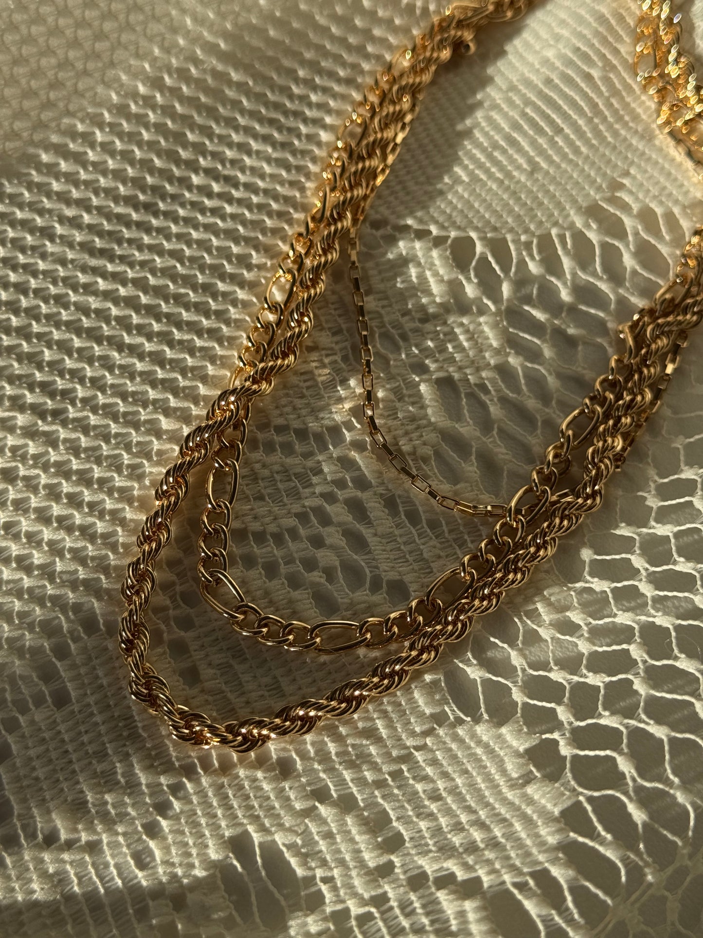 Teresa Classic Rope Chain Link Layered Necklace In Gold