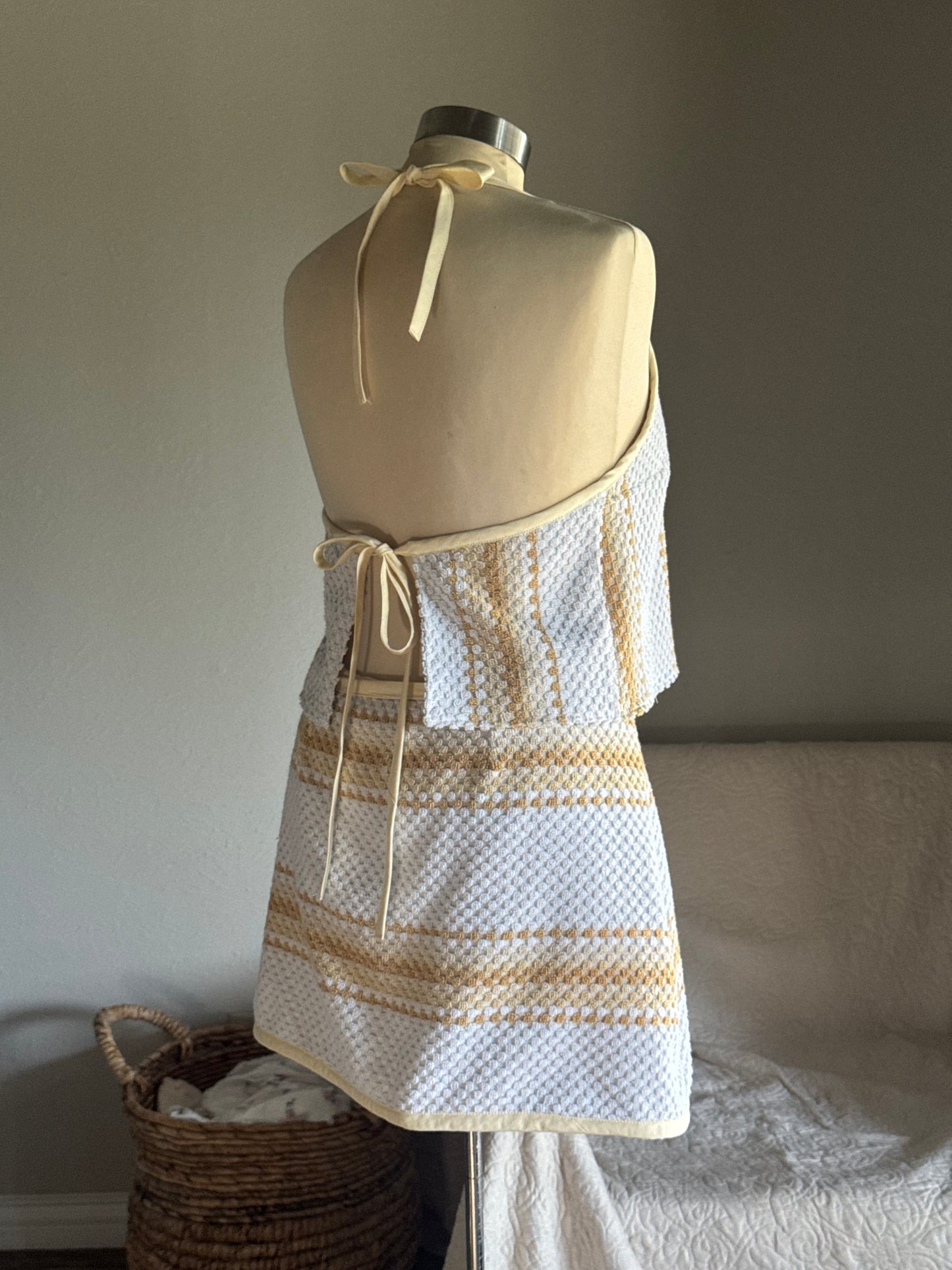 Brenda Handcrafted Halter Towel Top In Vanilla