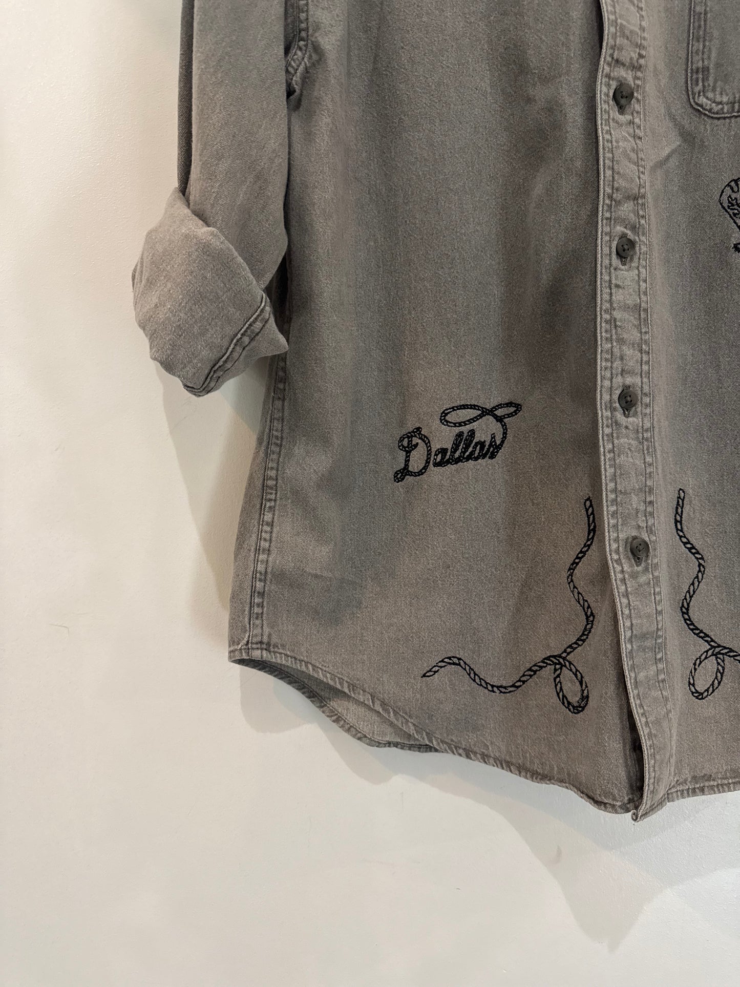 Jaxson Handcrafted Embroidered Button Down Long Sleeve Denim Shirt