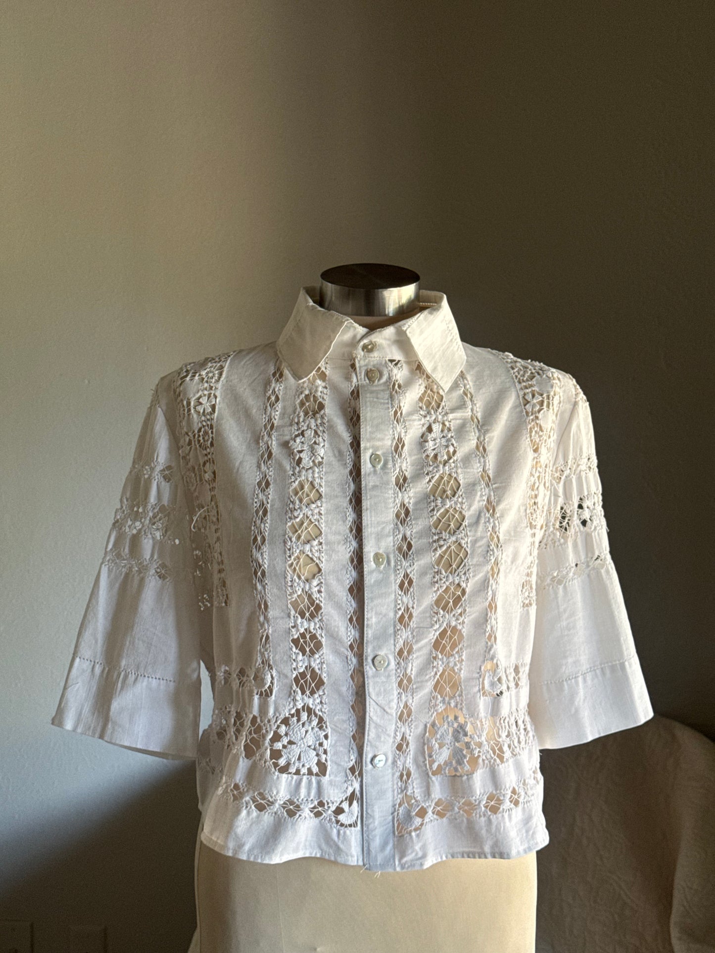 Judy Handcrafted Vintage Cropped Button Down