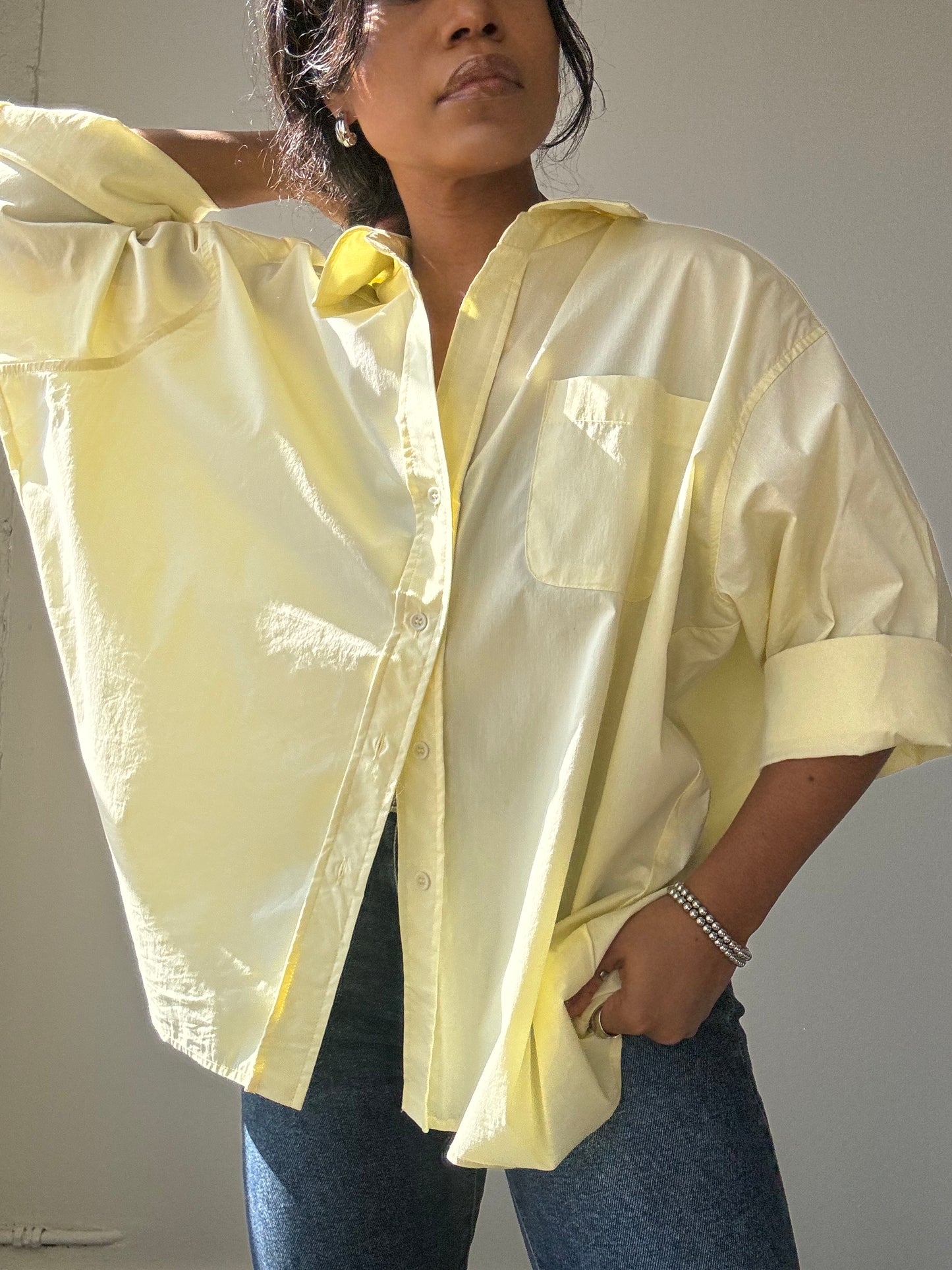 Thomas Cotton Button Down Shirt In Banana