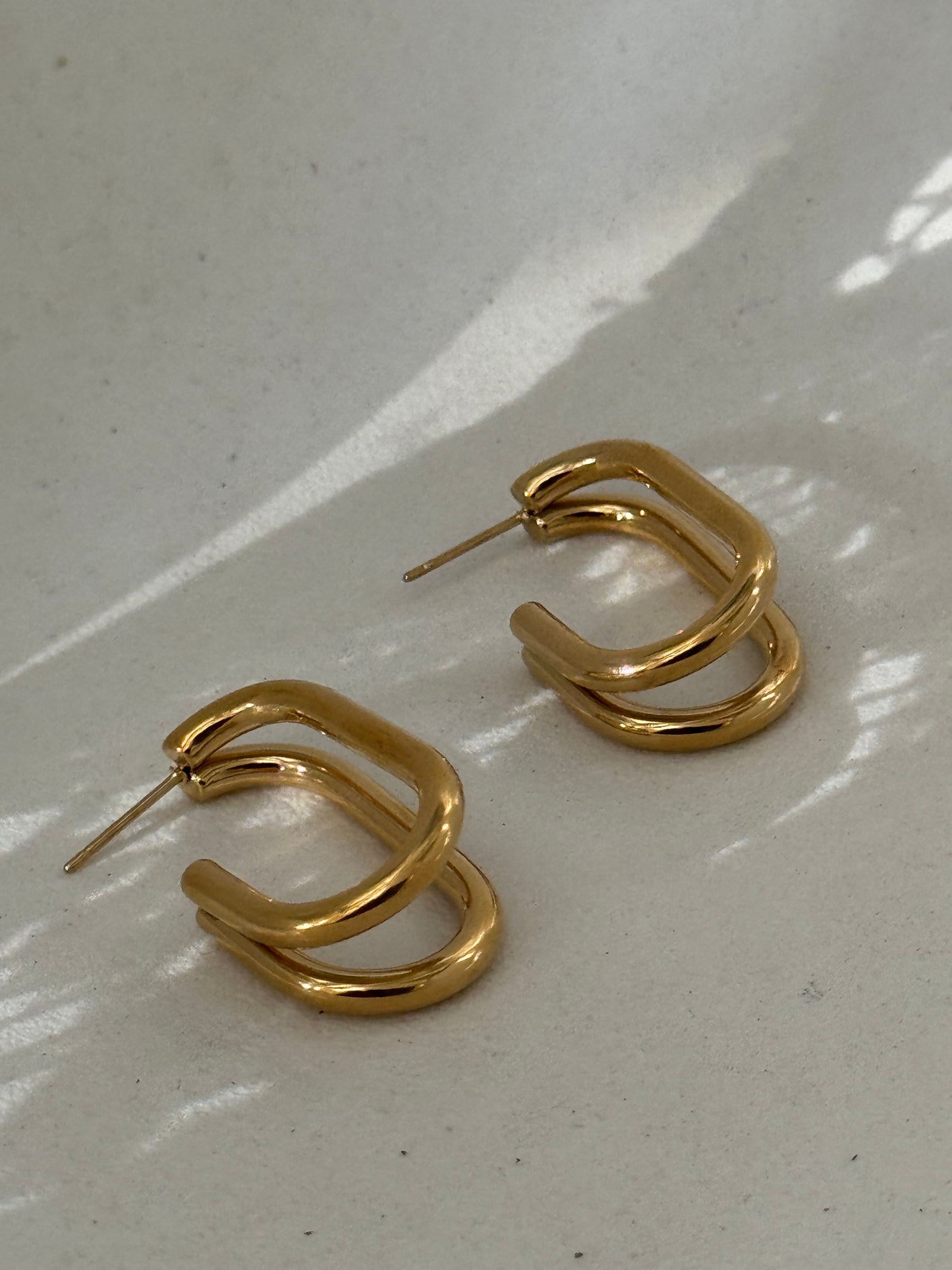Sylvia 18k Stainless Steel Waterproof Classic Double Hoop Earring In Gold