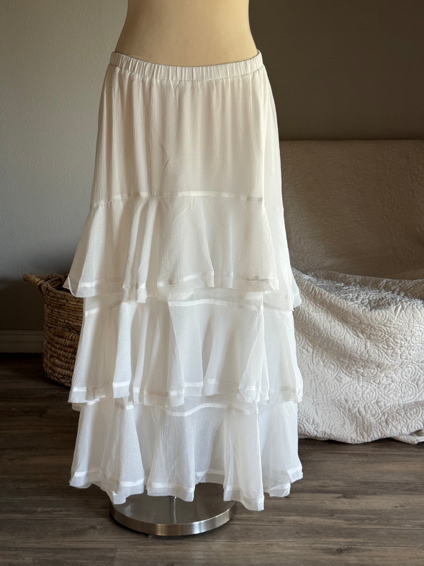 Marlin Ruffled Maxi Skirt In Cloud White