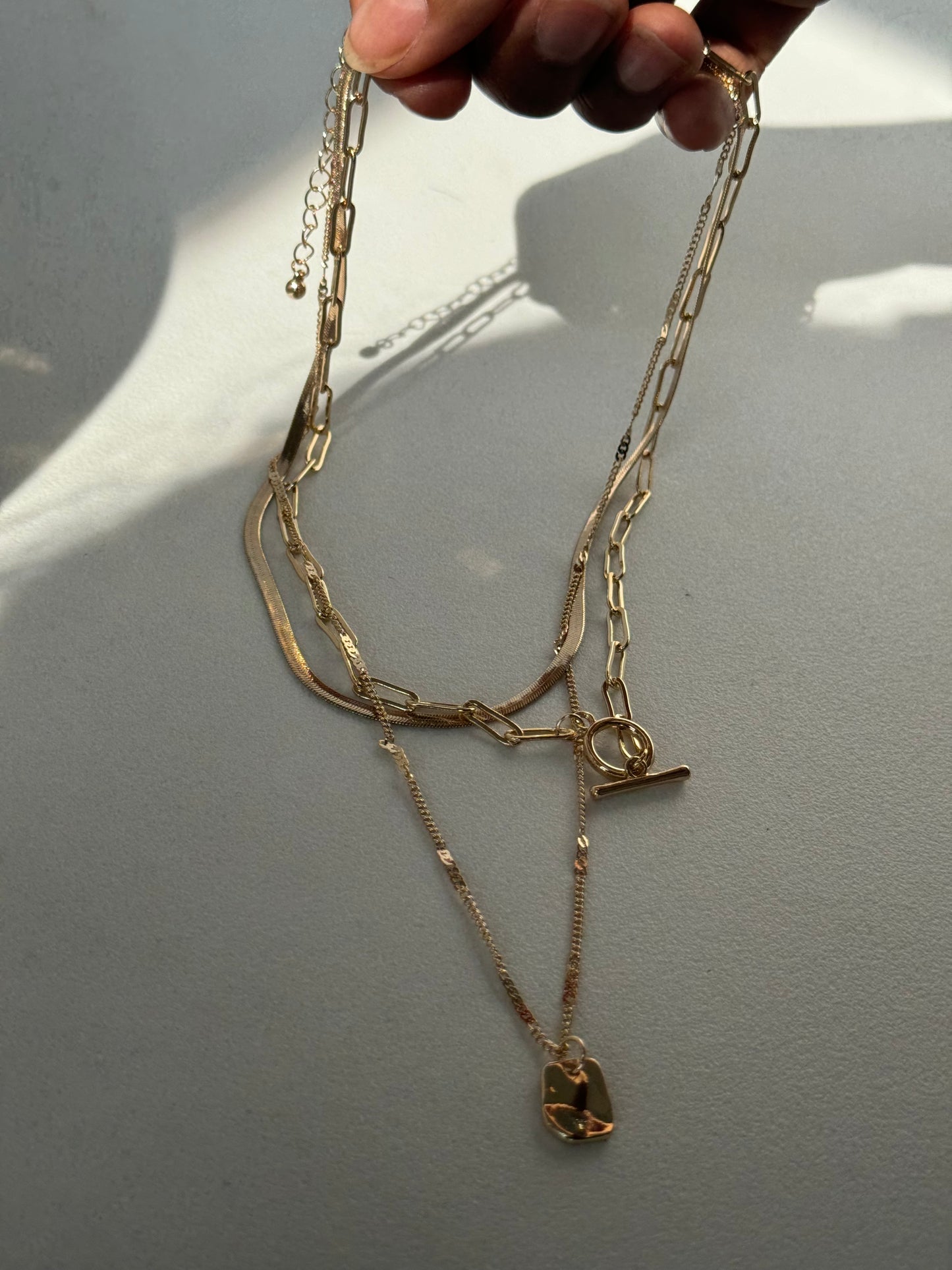 Toggle Nugget & Snake Layered Necklace In Gold