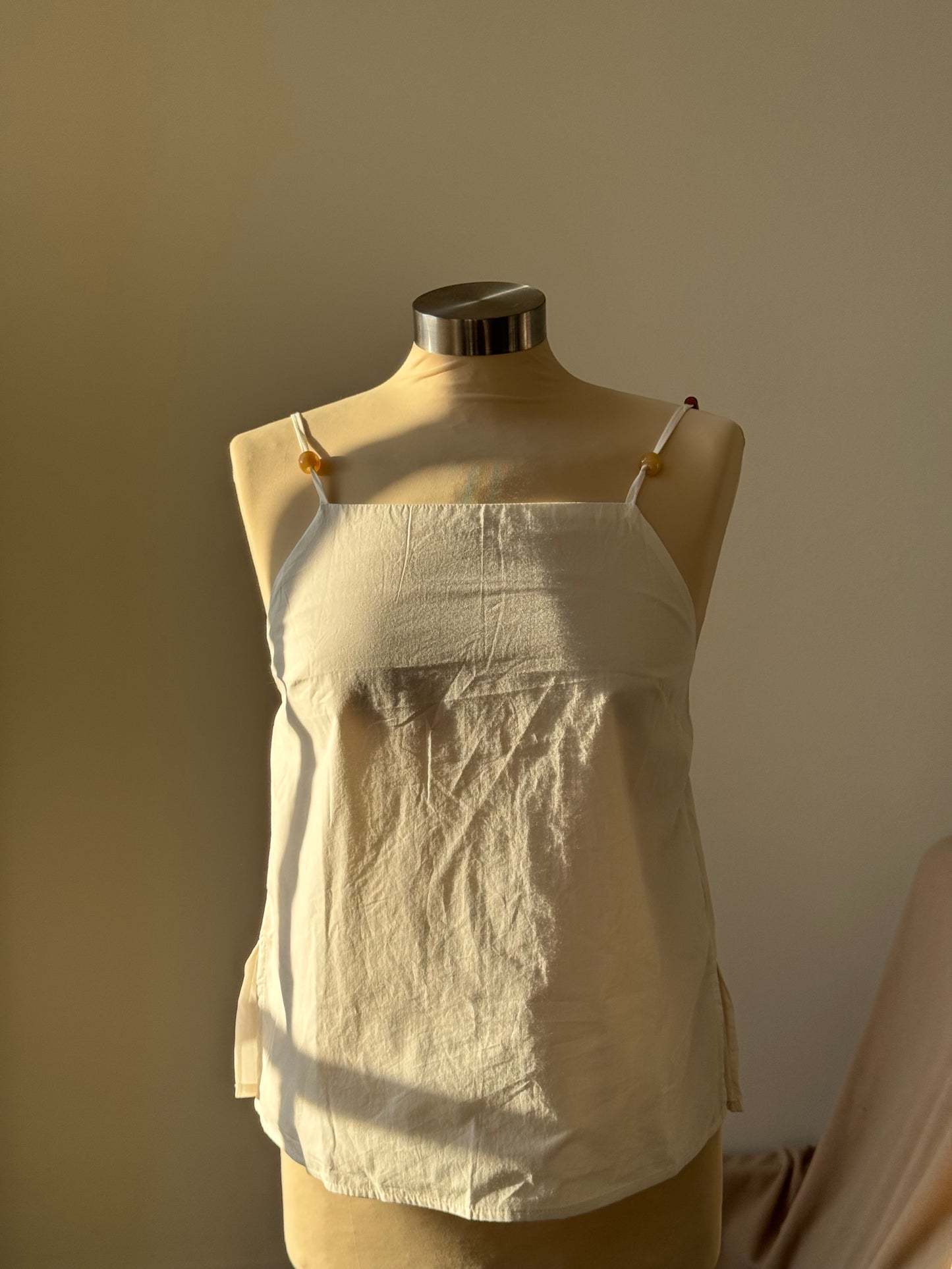 Denise Cotton Beaded Cami Top In Ivory